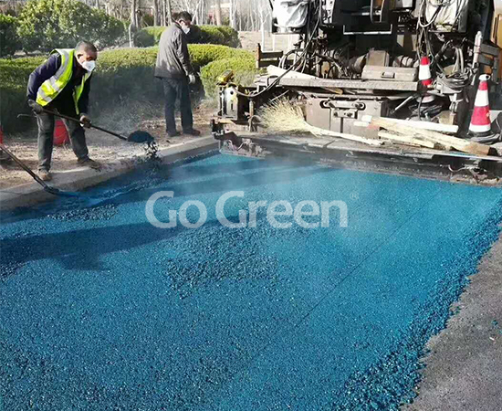 Strikingly Blue Asphalt in Qingdao City Street