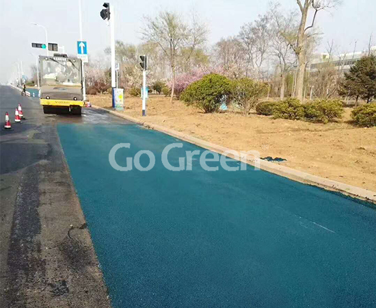 Strikingly Blue Asphalt in Qingdao City Street