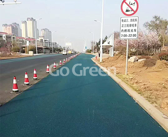 Strikingly Blue Asphalt in Qingdao City Street