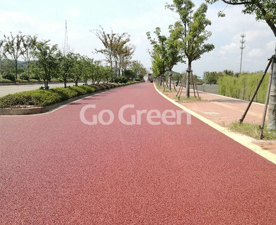 Red porous asphalt pavement project completed successfully