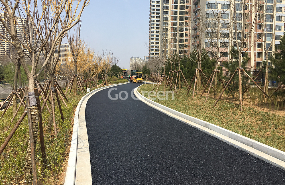 Black Porous Asphalt Applied on Residential Road