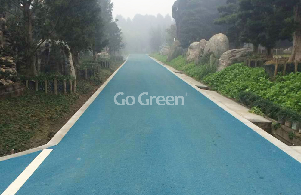 Blue Colored Asphalt Road Make the Park Scenery More Fabulous