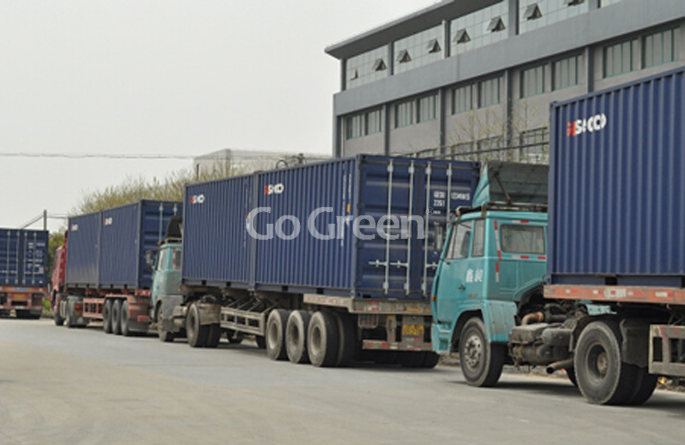 Bagged cold mix asphalt container loading