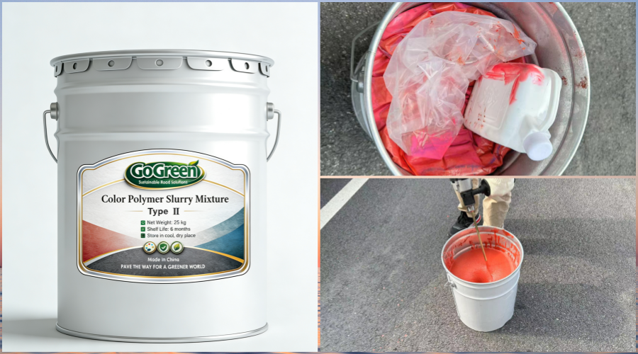 Color Polymer Slurry Mixture for Colored Bicycle Lane Project in the Philippines Color Polymer Slurry Mixture for Colored Bicycle Lane Project in the Philippines