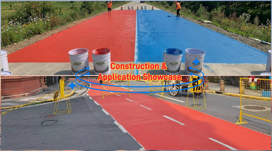 Color Polymer Slurry Mixture for Colored Bicycle Lane Project in the Philippines Color Polymer Slurry Mixture for Colored Bicycle Lane Project in the Philippines