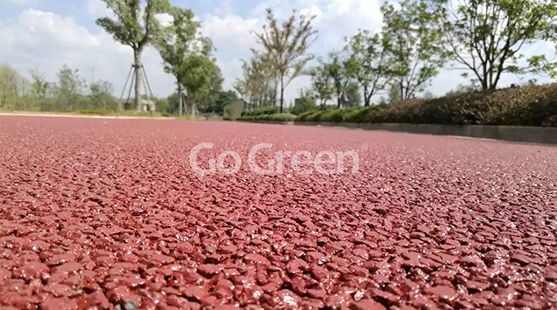 Red porous asphalt pavement project completed successfully